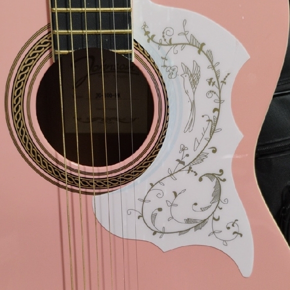SALE! Johnson JG 100 Pink Acoustic Guitar W Case - Picture 5 of 12